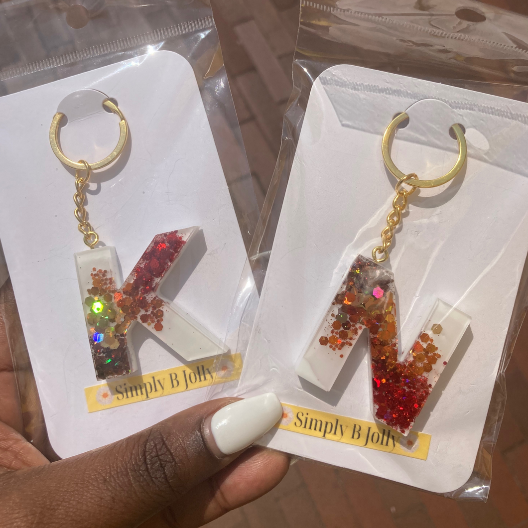 Letter Keychain - Fall Glitter Colors