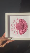 Load and play video in Gallery viewer, Large Ribbin Flower Shadow Box | Breast Cancer Awareness
