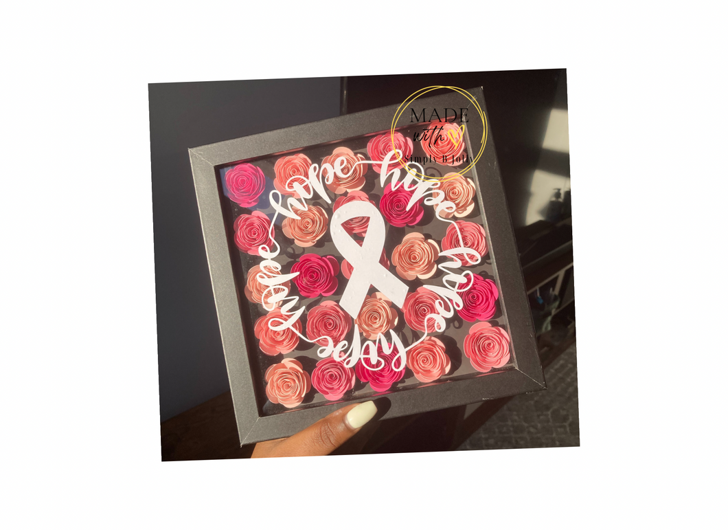 Hope Around Ribbon Shadow Box | Breast Cancer Awareness