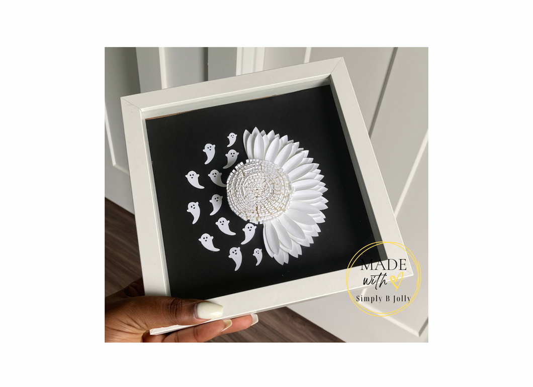Large Ghost Flower Shadow Box | Halloween Collection